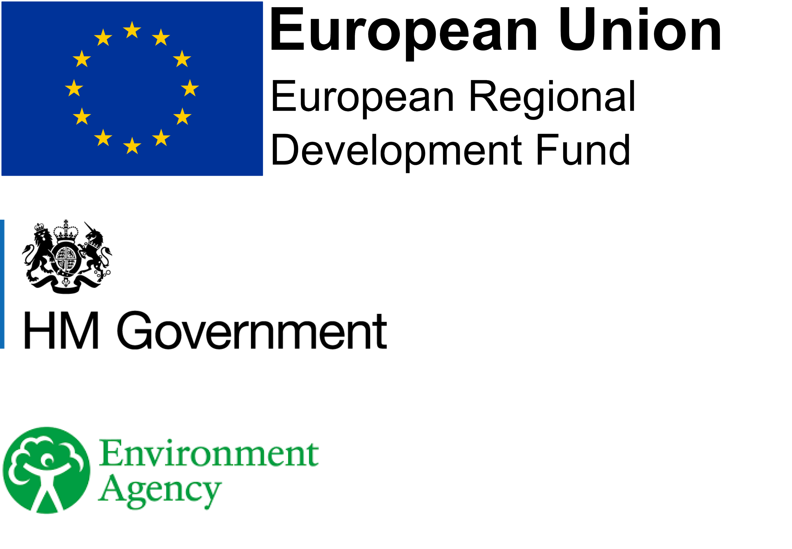 European Regional Development Fund, HM Government and Environment Agency logos