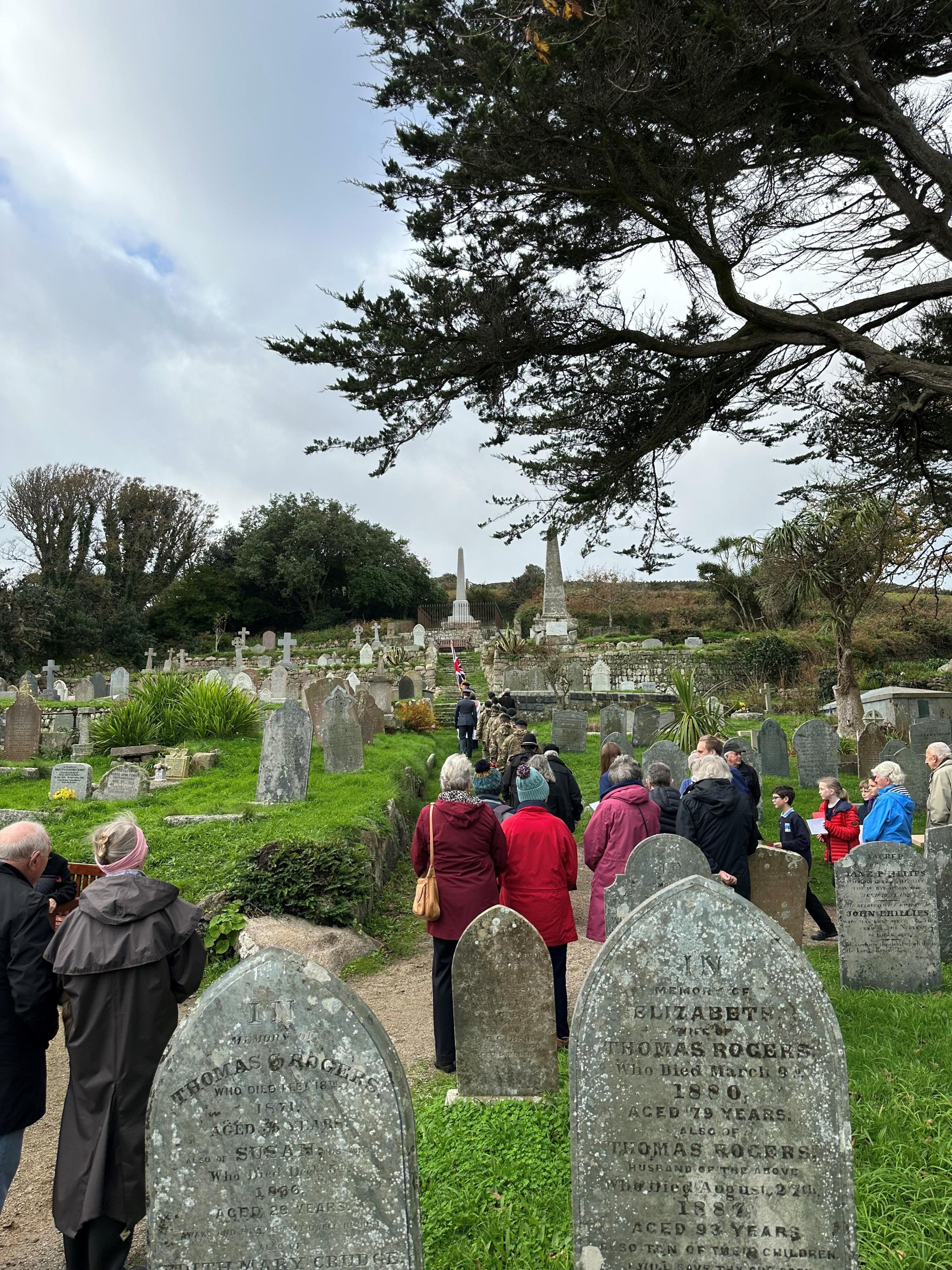 Image of the procession to the War Memorial in Old Town Churchyard, St Mary's