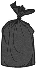 Image of a 90-litre black residual waste bag