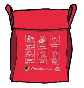 Image of a 95-litre Red Reusable Recycling Sacks for Plastics and Metals 